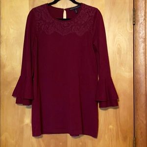 WHBM tunic sweater with lace yoke